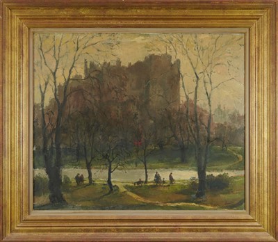 Lot 1111 - Sir Robert Vere 'Robin' Darwin KCB, CBE, RA, RSA, PRWA, NEAC (British 1910-1974) oil on canvas - Hyde Park, signed, in gilt frame