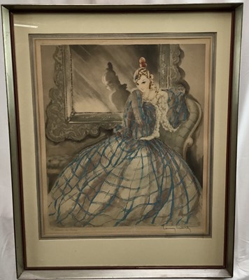 Lot 44 - Louis Icart 1930s signed dry point  - 'Miroire de Venise', 50cm x 60cm, framed