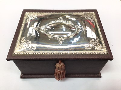 Lot 960 - Silver topped maroon leather jewellery box