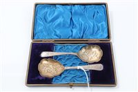 Lot 414 - Pair late Victorian Silverer preserve spoons...