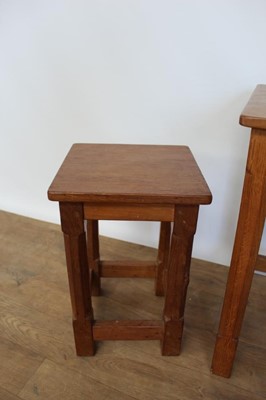 Lot 1327 - Nest of three Robert 'Mouseman' Thompson adzed oak tables