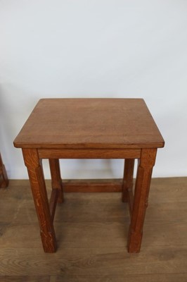 Lot 1327 - Nest of three Robert 'Mouseman' Thompson adzed oak tables