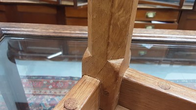 Lot 1327 - Nest of three Robert 'Mouseman' Thompson adzed oak tables