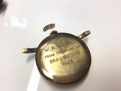 Lot 25 - 9ct gold cased Bravingtons Renown wristwatch with brown leather strap
