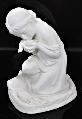 Lot 223 - Minton Parian ware figure of kneeling child with dead bird