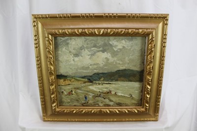Lot 1050 - *Stuart Scott Somerville (1908-1983) pair of oils on board forming a panorama - Llandudno, signed and dated 1929, 25.5cm x 29.5cm, in glazed gilt frames