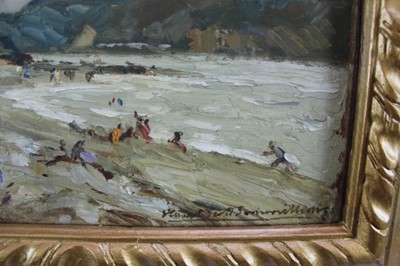 Lot 1050 - *Stuart Scott Somerville (1908-1983) pair of oils on board forming a panorama - Llandudno, signed and dated 1929, 25.5cm x 29.5cm, in glazed gilt frames