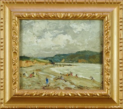 Lot 1050 - *Stuart Scott Somerville (1908-1983) pair of oils on board forming a panorama - Llandudno, signed and dated 1929, 25.5cm x 29.5cm, in glazed gilt frames