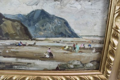 Lot 1050 - *Stuart Scott Somerville (1908-1983) pair of oils on board forming a panorama - Llandudno, signed and dated 1929, 25.5cm x 29.5cm, in glazed gilt frames