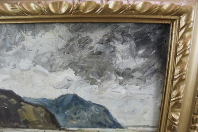 Lot 1050 - *Stuart Scott Somerville (1908-1983) pair of oils on board forming a panorama - Llandudno, signed and dated 1929, 25.5cm x 29.5cm, in glazed gilt frames