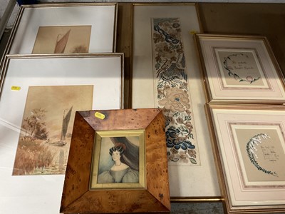 Lot 240 - Chinese sleeve embroidery, miniature two watercolours by Leslie Rackham