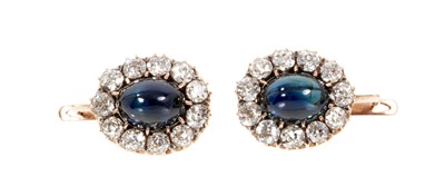 Lot 637 - Pair of antique sapphire and diamond cluster earrings