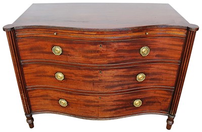 Lot 1389 - George III mahogany serpentine chest of drawers