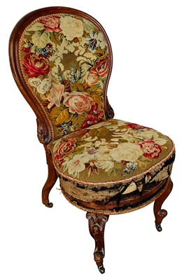 Lot 1396 - Of local interest: Victorian walnut and tapestry upholstered side chair