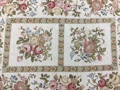 Lot 1437 - Aubusson style tapestry rug, with compartmented floral ornament, approximately 170 x 120cm