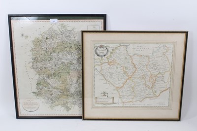 Lot 751 - Two engraved maps: Robert Morden - Leicestershire, circa 1695, 35 x 40cm, together with John Cary: A new map of Wiltshire, pub. 1801, 54 x 48cm, glazed frames