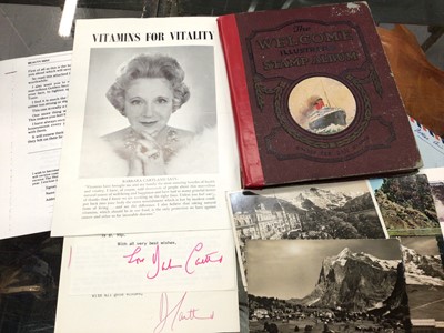 Lot 296 - Stamp album and Barbara Cartland signed letter x 2