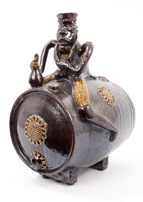 Lot 37 - Antique glazed barrel mounted with sailor
