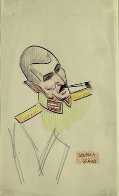 Lot 1183 - Albert Heim (1890-?) pen, ink and watercolour - 'General M. Graser'