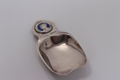 Lot 72 - King George VI Coronation commemorative silver and enamel caddy spoon, Birmingham 1936, 6.5 cm