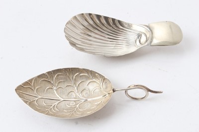 Lot 546 - George III silver leaf-shaped caddy spoon with loop handle , Birmingham 1798, maker I.T. 8cm