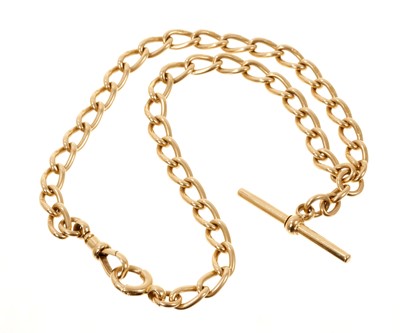 Lot 416 - 18ct yellow gold curb link watch chain/necklace
