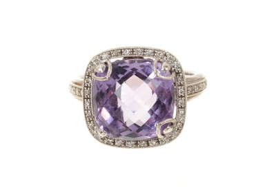Lot 418 - Amethyst and diamond ring