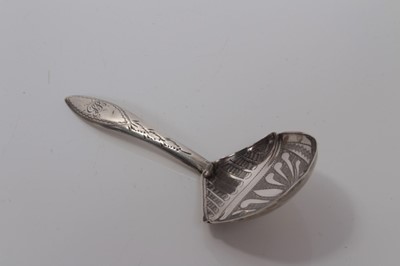 Lot 87 - George III silver bright cut caddy spoon , Birmingham 1817, Joseph Willmore 9.4 cm