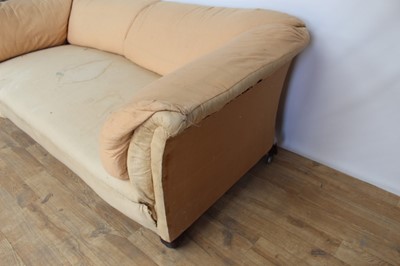Lot 1272 - Victorian settee with salmon upholstery by Howard & Sons
