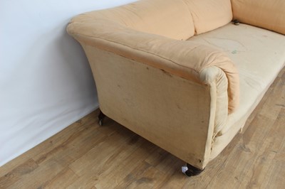 Lot 1272 - Victorian settee with salmon upholstery by Howard & Sons