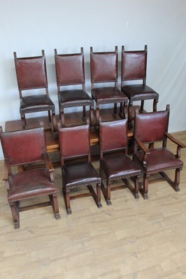 Lot 1276 - Good quality oak refectory table on turned and block legs joined by stretchers, 230cm x 92cm x 77cm high