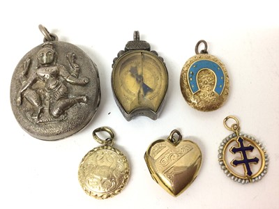 Lot 121 - Six Victorian and later pendants and lockets