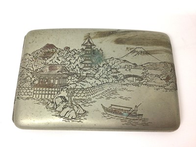 Lot 122 - Chinese white metal cigarette case