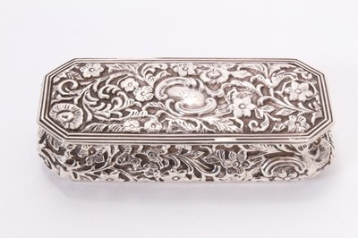 Lot 218 - Edwardian silver trinket ox with repoussé decoration