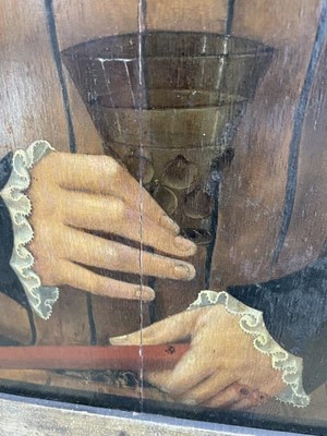 Lot 1194 - German School, mid 16th century, oil on panel - portrait of a Nobleman, titled and dated 1553. 55.5cm x 42cm, framed.
