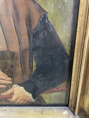 Lot 1194 - German School, mid 16th century, oil on panel - portrait of a Nobleman, titled and dated 1553. 55.5cm x 42cm, framed.