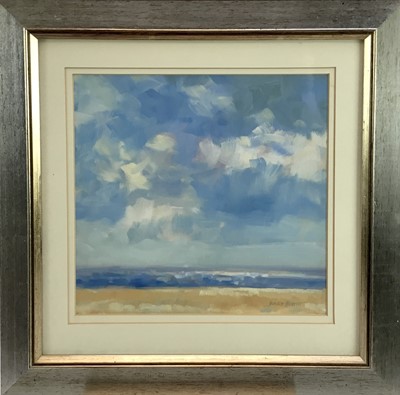 Lot 18 - James Hewitt (b. 1934) oil on card - 'Under a Summer Sky', signed, 31cm x 30cm, in glazed frame