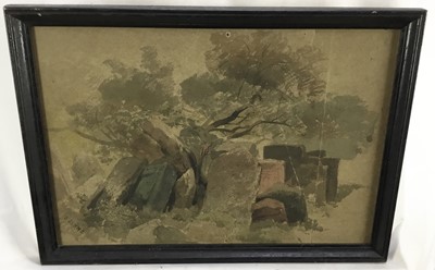 Lot 207 - Erich Oehme (1898-1970), watercolour - Graveyard, signed in glazed frame  
Provenance: bought out of Germany in 1938 by the vendors late parents thence by family descent