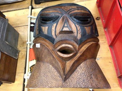 Lot 2456 - African carved mask, brought back from Zimbabwe after the vendors parents left in the 1970s, the mask circa 1950s