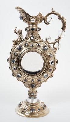 Lot 328 - Continental silver and rock crystal medieval revival claret jug with Austro Hungarian import marks