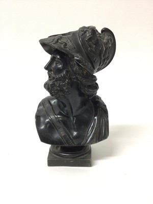 Lot 111 - Painted spelter bust of Mars, 18.5cm high