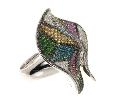 Lot 478 - Multi-coloured gem-set ring by Sartoro