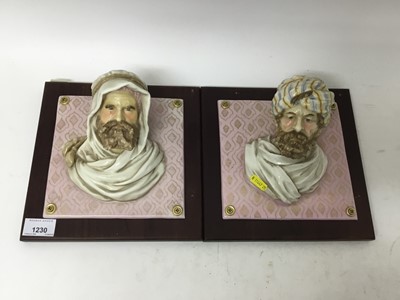Lot 880 - Pair French porcelain Arabian head plaques