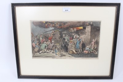 Lot 815 - George Cruikshank (1792-1878), hand-coloured etching in glazed Hogarth frame, entitled 'Battle Royal, or Which has it?', 36cm x 21cm