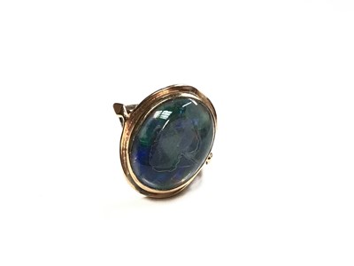 Lot 142 - Opal doublet cocktail ring on yellow metal shank