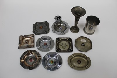 Lot 2011 - Collection of 1940s and later Motor Club presentation trophy ashtrays, spill vases and a beaker, (1 box).