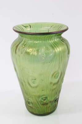 Lot 487 - Loetz or Kralik iridescent green glass vase, 18cm high