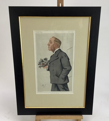 Lot 248 - Six antique Vanity Fair prints to include; Round the World, Marlborough, A Lord-in-Waiting, Chemistry, An erudite Dean and Liverpool, each in glazed ebonised frames