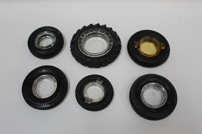 Lot 2040 - Collection of vintage promotional / advertising ashtrays in the form of tyres, various names including Dunlop and others (1 box)