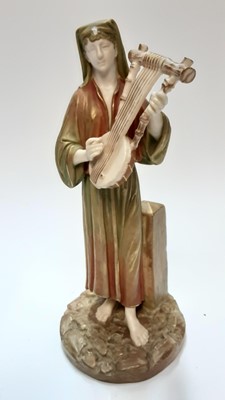 Lot 1234 - Royal Worcester figure of a male playing a lyre, 22.5cm high